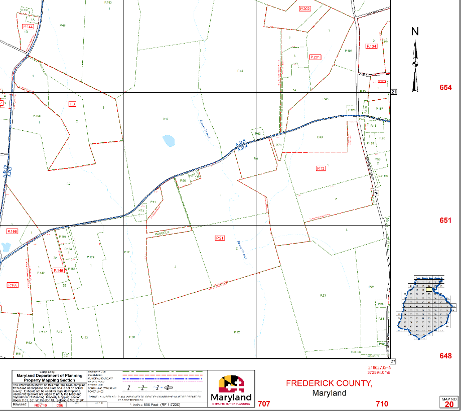 Paper Tax Map sample showing property boundaries and elevation maps together